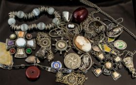 A Good Collection Of Vintage Costume Jewellery Some Silver (925) - Novelty Compass Pendant / Charm