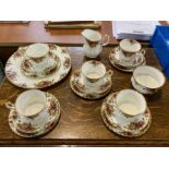 A Royal Albert Old Country Roses Tea Service comprising, one dinner plate, five cups and saucers,