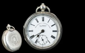 Victorian Period Express English Lever Sterling Silver Open Faced Keyless Pocket Watch - Hallmark