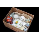 Box of Assorted Quality Porcelain & Pottery, including a Wedgwood ginger jar,