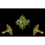 Peridot Cluster Statement Ring, a stunning 12cts of marquise cut peridots set row upon row,