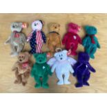 A Collection of Original Beanie Baby Toys (9) in total. To include 1987 March 17th Erin and December