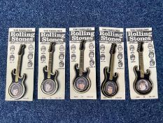 The Rolling Stones - A Full Set of 5 Jewellery Guitar Brooches. Issued 1960's.