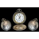 Swiss Made Late 19th Century Key-Wind Silver Full Hunter Pocket Watch.