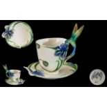 Franz - Hand Painted Porcelain Exotic Bird Cup and Saucer. Exotic Birds / Flowers Design.