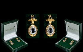 9ct Gold Diamond & Sapphire Earrings, dr