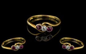 18ct Gold Antique Ruby & Diamond Ring, c