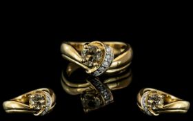 18ct Gold Diamond & Topaz Dress Ring, se