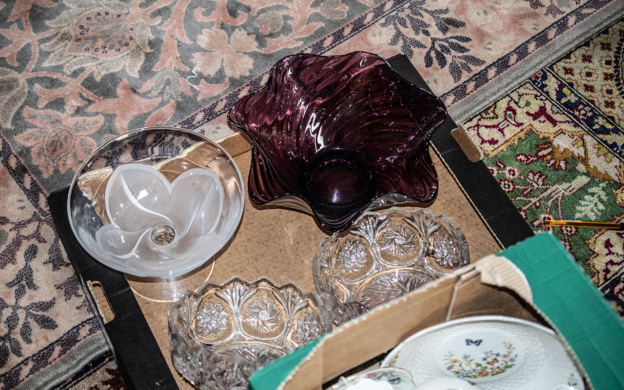 Four Large Quality Vintage Glass Bowls, - Image 3 of 3