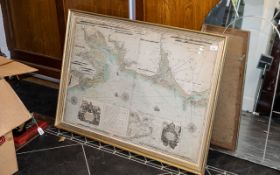 Large Vintage Map of Lancashire, mounted