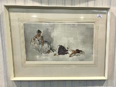 Russell Flint Limited Edition Print, blind embossed stamp, image depicts two gypsy girls in an