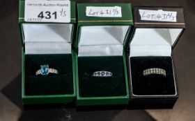 Three 9ct Gold Dress Rings, set with blue stones and diamond chips. All fully hallmarked. Gross