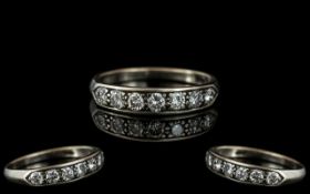 Antique Period 18ct White Gold Seven Stone Diamond Set Ring, marked 18ct to interior of shank. The