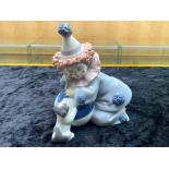 Lladro Pierrot Clown No. 5278. Lladro Pierrot Clown with Puppy & Ball model 5278 produced 1985-2007.
