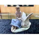 Lladro Nao Figurine 'My Swan Girl' No. 1008. 1985 Retired Rare Figure. Measures 7.5'' high.