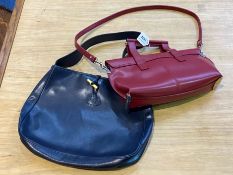 Longchamp Navy Leather Designer Handbag, with shoulder strap and toggle fastener, with Longchamp