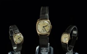 Tatton Edinburgh 9ct Gold Mechanical Wrist Watch, with original watch strap and box. Inscription