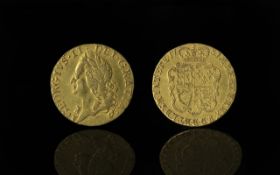 George II Gold Full Guinea, date 1751. Excellent Grade, confirm with photo. Weight 8.4 grams. Milled