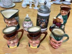 A Collection of Character Jugs (6) in total. To include Royal Doulton Old Charlie 835250, Parson