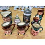 A Collection of Character Jugs (6) in total. To include Royal Doulton Old Charlie 835250, Parson