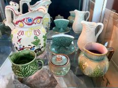 Small Collection of Pottery Items, comprising a hand painted jug 6.5'' tall, with a dog handle,
