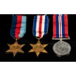 World War II Trio of Military Medals Awarded To H J Sibley. 1. The Atlantic France & Germany Star,