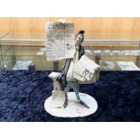 E Tezza (Newspaper Seller) Humorous Figuring/Sculpture, vintage Italian 1950's/1960's, signed.