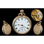 American Waltham Traveller 10ct Gold Plate - Open Faced Key-less Pocket Watch. Guaranteed to be of