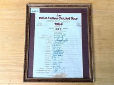 Cricket Interest 1984 West Indies Cricket Tour against the United Kingdom Autograph Page