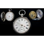 Victorian Period Sterling Silver Keywind Open Faced Pocket Watch, English lever movement no.