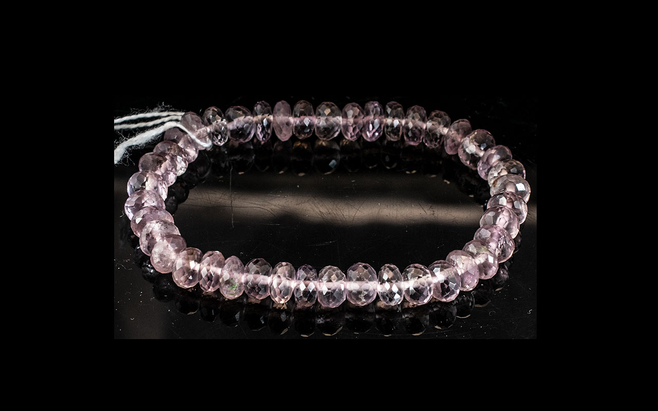 Amethyst Faceted Bead Bracelet, rondelle shape, natural amethyst beads, fully faceted to give a