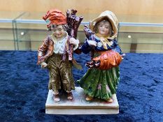 Sitzendorf 19th Century Fine Hand Painted Figure Depicting a Pair of Young Children ( Wood Gatherers