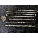 Small Collection of Silver Jewellery, comprising a three strand twist bracelet, a silver brooch in a