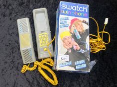 Highly-collectable original 1980/90s Swatch Deluxe Model Twin Phone. This phone is actually two