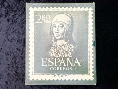 Stamp interest: Green 22 ring Collecta stamp album in slip -case with stamps from Spain and its