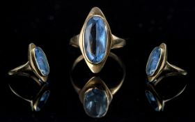 Ladies 1960s Aquamarine 9ct Gold Ring, the aquamarine of good colour and size, being approx. 4cts