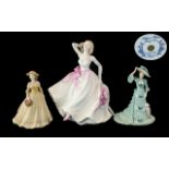 Three Coalport Figures, comprising Ladies of Fashion 'Young Love' 9'' tall, Beau Monde 'Ruth' 5.