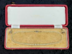 Boxed Set of Cultured Pearls, in fitted case, single strand with silver and marcasite clasp.