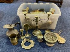 Collection of Plated Ware, including rose bowl, tea pots, jugs, candlesticks, goblets, a horse