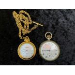 Two Pocket Watches, one with a watch chain, both working at time of cataloguing