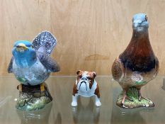 Beswick Animal Figures. Includes 2 Bird Figures & 1 Beswick Bulldog. All Stamped for Beswick. One of