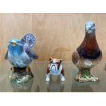 Beswick Animal Figures. Includes 2 Bird Figures & 1 Beswick Bulldog. All Stamped for Beswick. One of