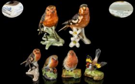 An Excellent Collection of Vintage Hand Painted Porcelain Bird Figures. Six in total, comprising: 1.