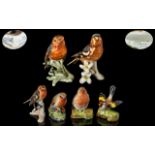 An Excellent Collection of Vintage Hand Painted Porcelain Bird Figures. Six in total, comprising: 1.