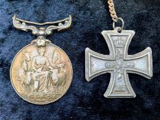 German Cross on Chain, engraved 1813 on one side, and 1914 on the other, with a crown and 'W'.