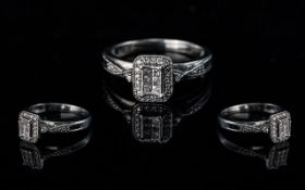 Ladies Platinum and Diamond Ring, the diamonds of good colour and quality; fully hallmarked 950