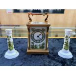 Chester Carriage Clock and Matching Candlesticks, a very good quality, superior carriage clock by