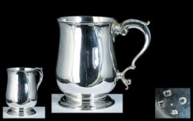 George III Superb Sterling Silver Tankard with Scroll Handle and of Plain Baluster Form, With
