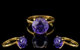 Ladies - Superb Quality Bespoke Single Stone Amethyst Set Ring. The Round Faceted Purple Natural