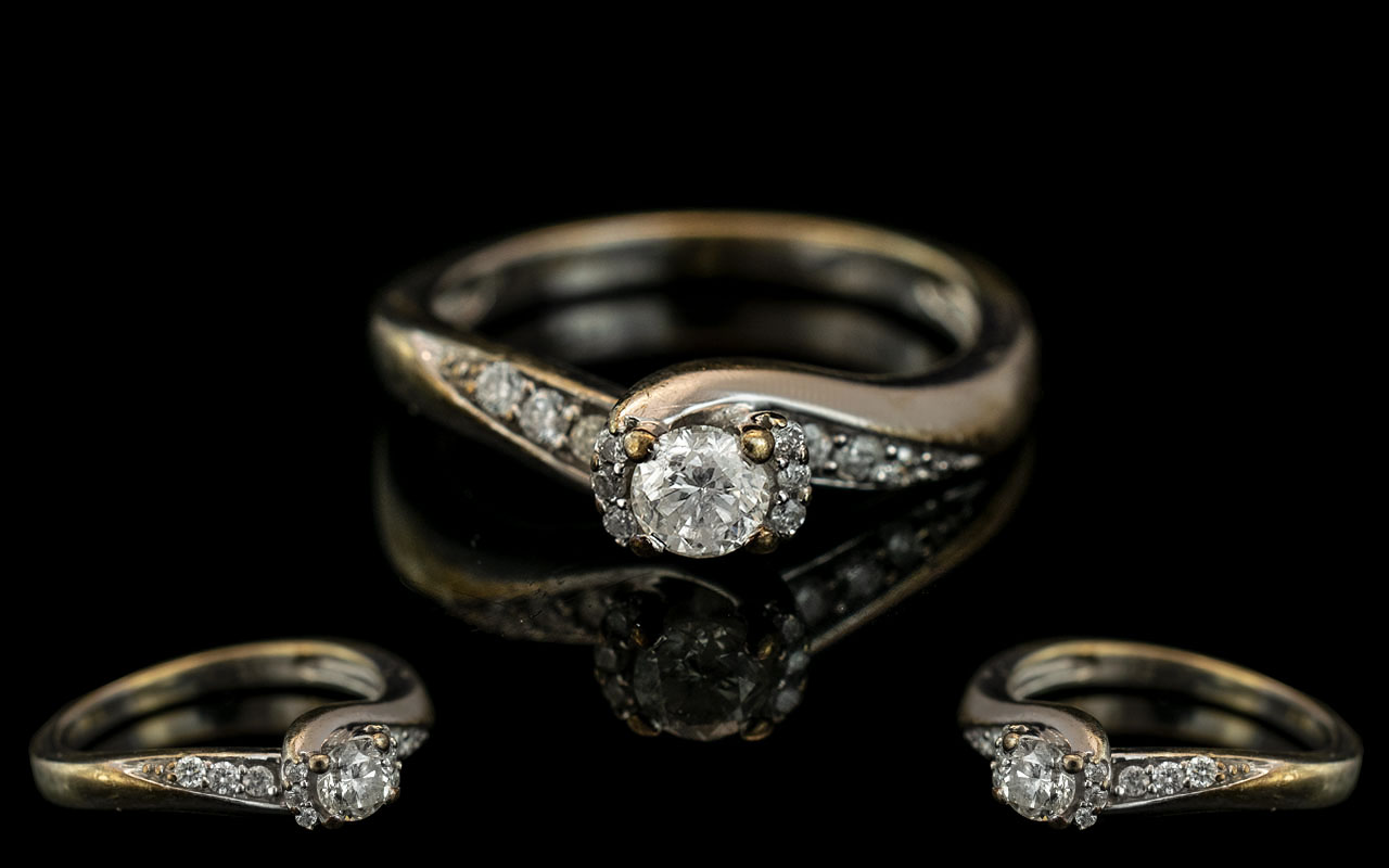 9ct White Gold Single Stone Diamond Ring, set with a round brilliant cut diamond, diamond set